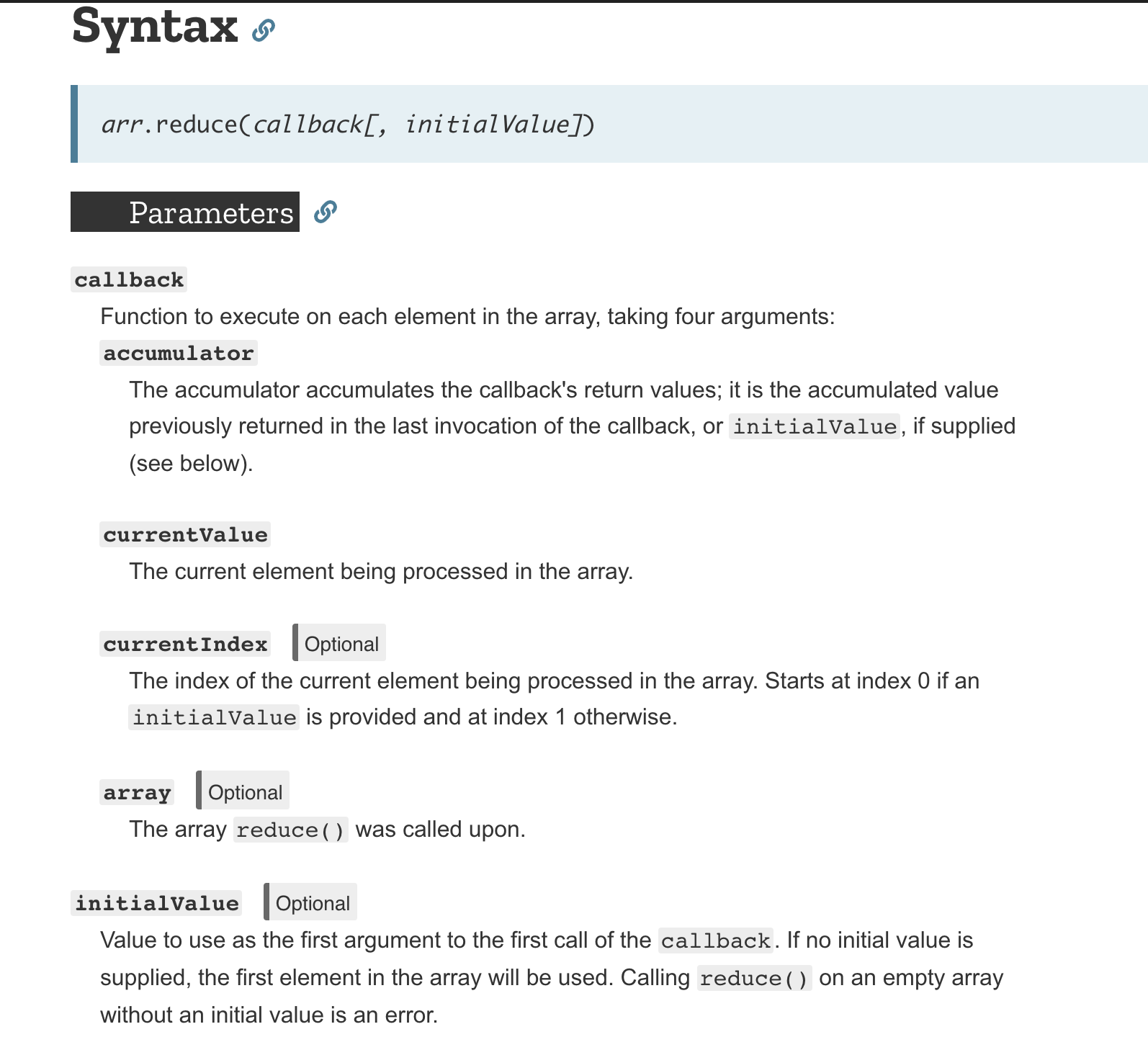 reduce syntax